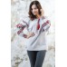 Embroidered blouse "Journey of Rose" Red on White